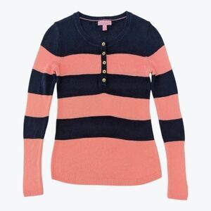 Lilly Pulitzer Adair Striped Sweater Pink Blue Slim Fit Lightweight Casual XS